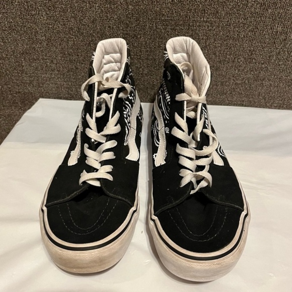 VANS Sk8 Hi Peace Paisley‎ Black White High Top Suede Sneakers Mens Size 8 - Picture 3 of 7
